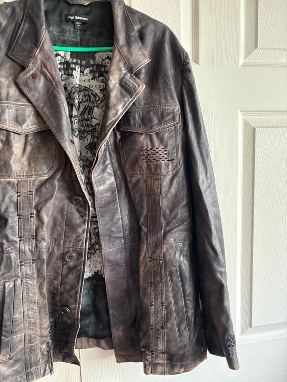 Royal Underground Brown Distressed Leather Jacket - Picture 4 of 10